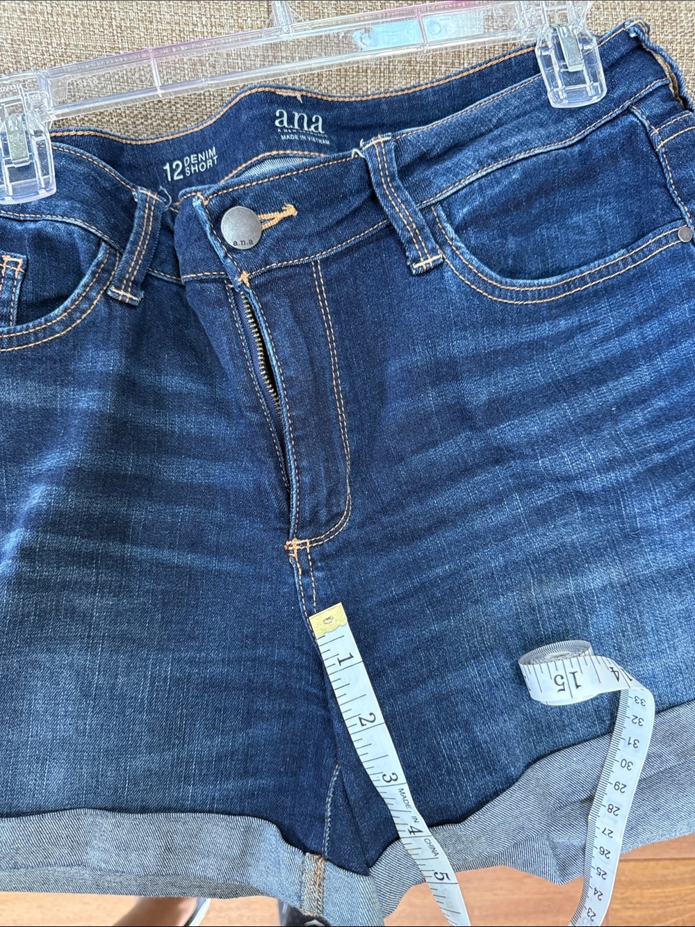 a.n.a Dark Indigo Roll-Cuff Denim Shorts - Picture 3 of 3